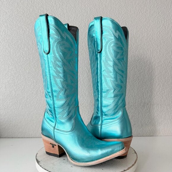Lane SMOKESHOW Womens Cowboy Boots 9 Turquoise Blue Western Cowgirl Mid Calf - Picture 11 of 11